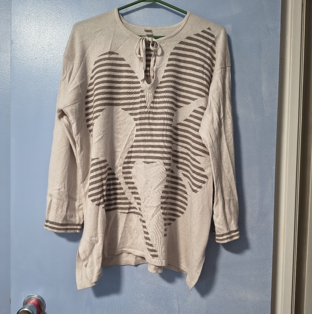 Vintage Jean Muir Intarsia Cashmere Oversized Sweater XL